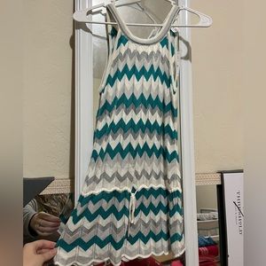 Blue,Sparkling silver, and white chevron romper
